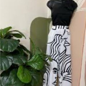 Boho Black and White Wide Leg Pants